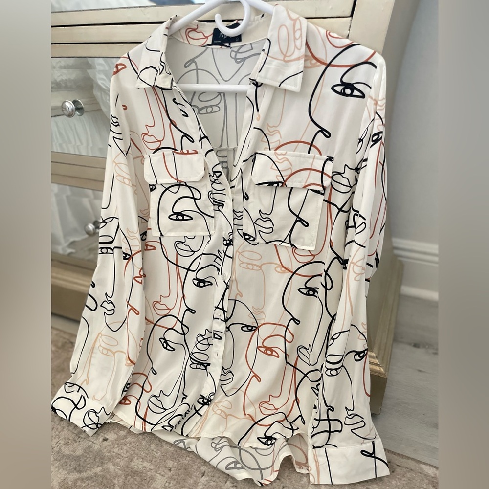 Abstract Face Print Women's Top